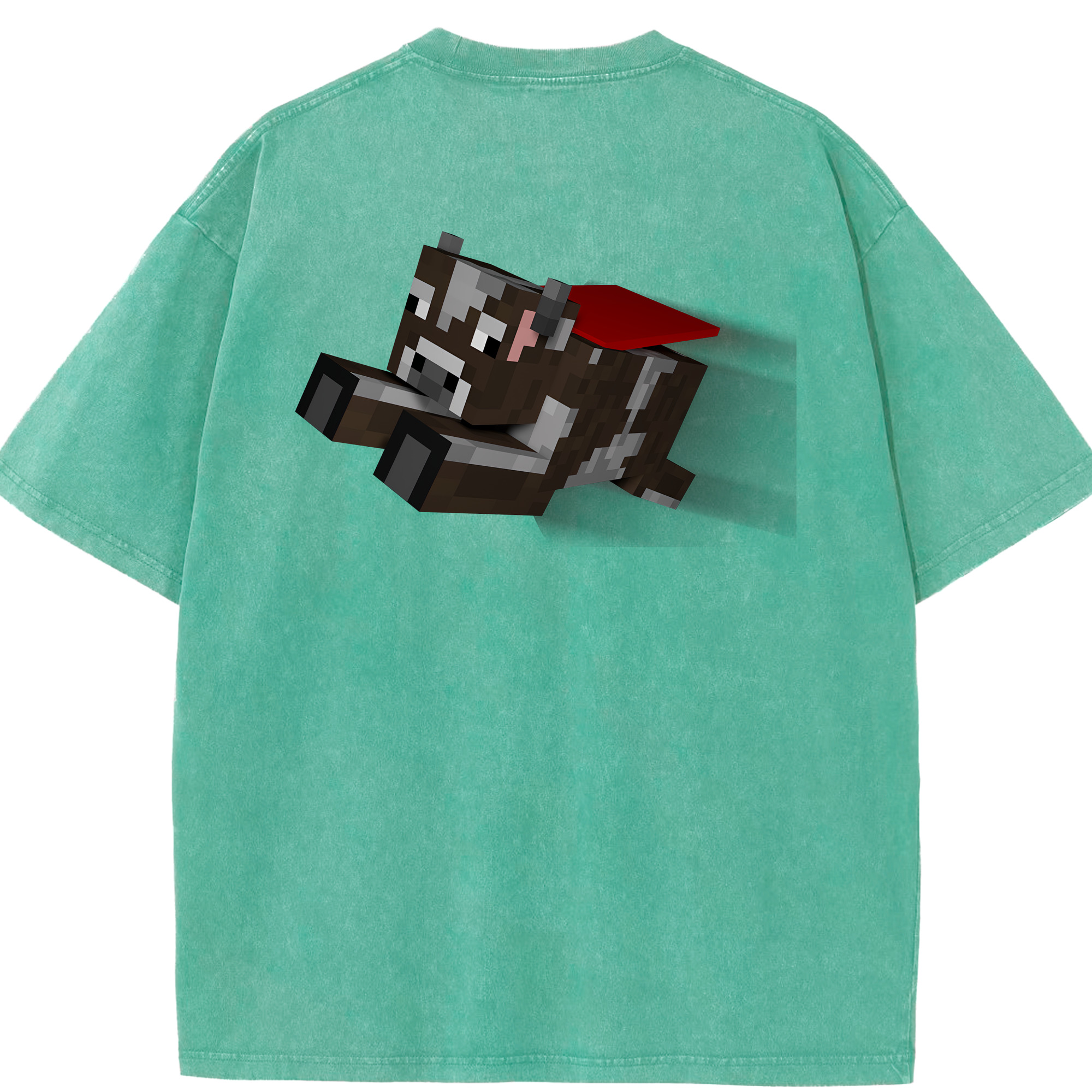 （画像用） マインクラフト ブロックの世界 Minecraft MC Block world 綿100% ヴィンテージ風 半袖Tシャツ（背面プリント）